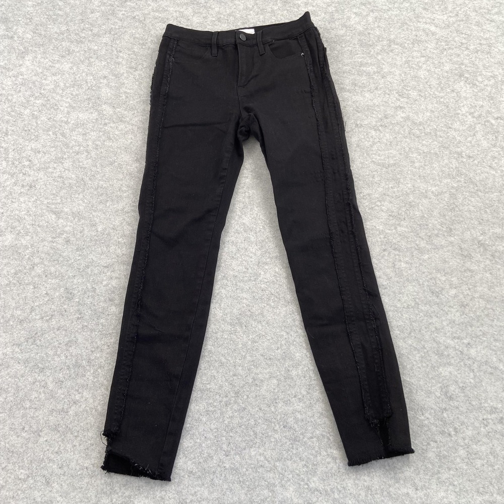 FRAME Le High Skinny Jeans Womens 26 (27x27) Black High Rise Distressed Stretch